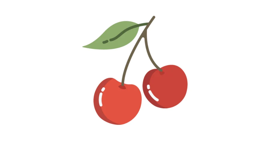 Logo witryny Femdom Majki przedstawiające dwie wiśnie na białym tle.