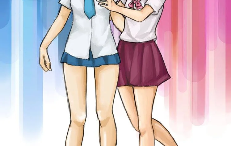 Dwie dziewczyny (siostry) ubrane w szkolne mundurki.