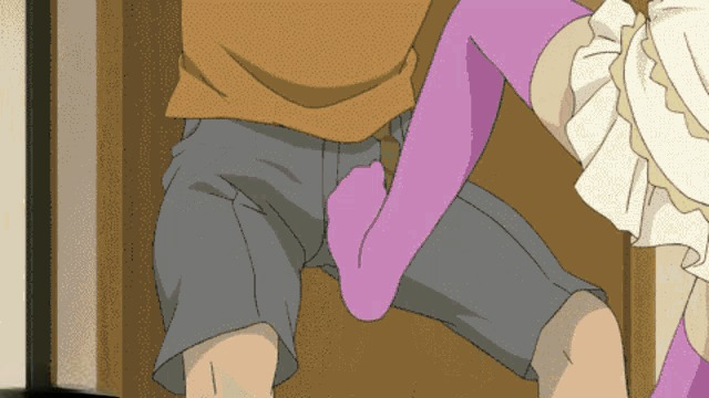 Kopanie w krocze, obrazek w stylu anime.