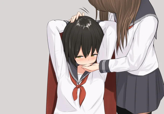 Dwie dziewczyny w stylu anime, ilustracja opowiadania Cuntbusting.